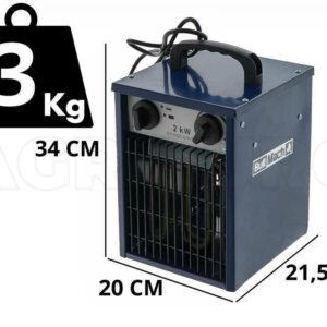 BullMach BM-EFH 2H - Générateur d'air chaud électrique monophasé avec ventilation - 2kW